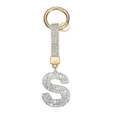 Initial Keychain for Women, Cute Sparkly Rhinestone Key Chains White Letter S
