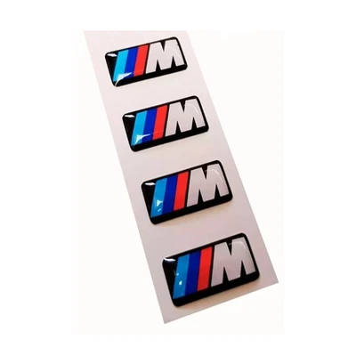 BMW M SPORT ALLOY WHEEL BADGE STICKER EMBLEM DECAL BMW 16MM X 7MM SET OF 4
