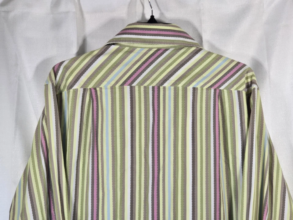 Brandini Yellow Striped Dress Shirt With French Cuffs Mens Size Small - Image 4 of 4