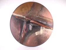 Vintage E. Lee Round Abstract Acrylic Painting On Canvas Windsor Art Abstract