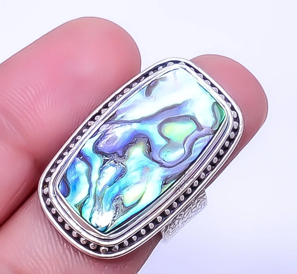 Mermaid Dream Abalone Shell 925 Sterling Silver Ring S.6 R6, Christmas Gift - Image 3 of 4