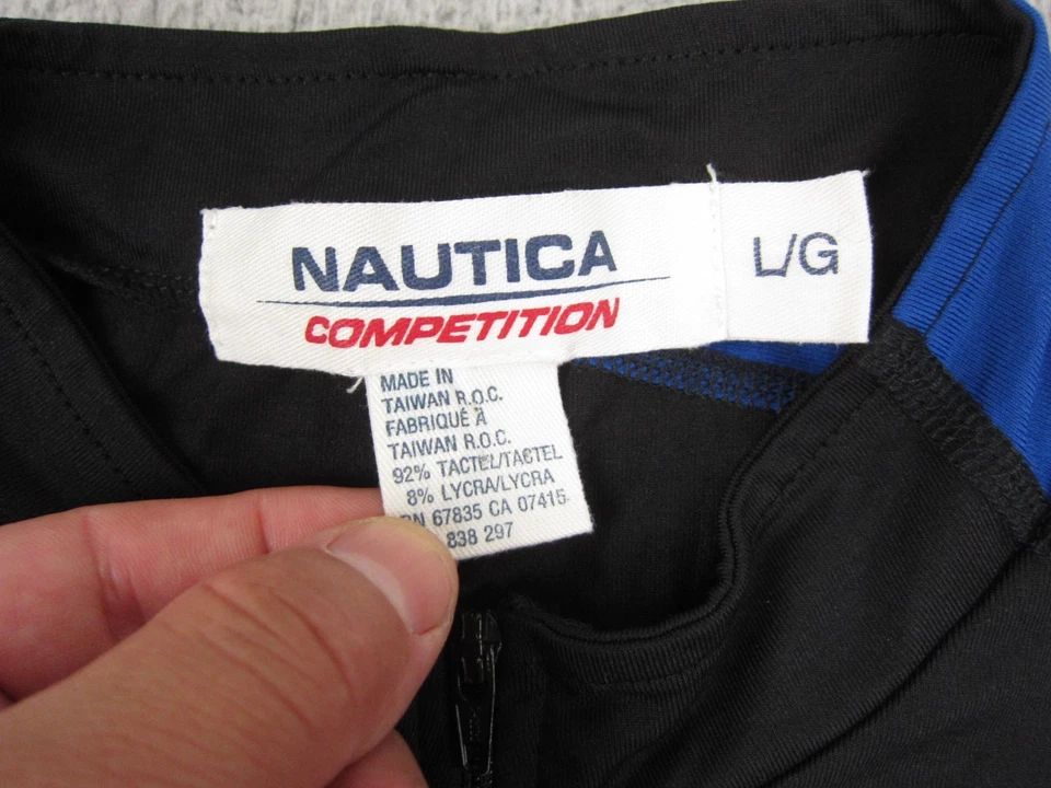 Vintage Nautica Polo Shirt Adult Large L Black 1/4 Zip 90s Mens Competition - Image 3 of 4