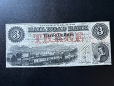 1854 $3 Erie And Kalamazoo Rail Road Bank Note 
