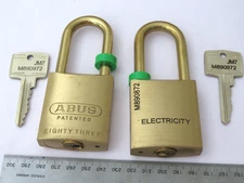 2x ABUS 83/45 Electricity Security Padlocks 45mm Brass Essential Energy Network