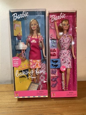 Mattel Barbie Lot 2 Dolls Baking Fun Shoes Galore NRFB 90s