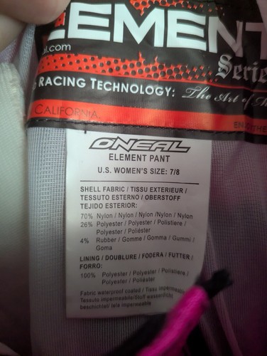 PANTALONES ONEAL MUJER ROSA SERIE MOTORCROSS ELEMENT TALLA 7/8 - Imagen 6 de 6