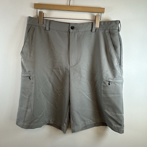 IZOD Golf Classic graue Herrenshorts Größe 36 zusätzliche Taschen 10" Schrittlänge