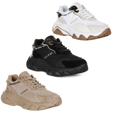 Guess Lace Up Micola Mixed Leather Running Womens Sneakers Black