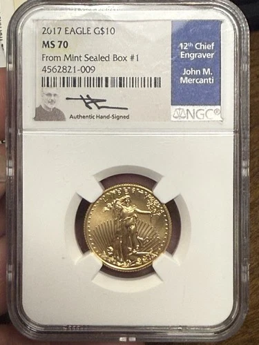 2017 GOLD $10 AUGUSTUS ST GAUDENS AMERICAN EAGLE 1/4 OZ NGC MS 70 12th Chief Eng