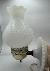 VTG Milk Glass Hobnail Wall Sconce Lamp, Ruffled Shade, Gold, Electric Plug In