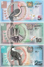 Suriname Set 5-10-25 Gulden, 2000,  Uncirculated 3 note set