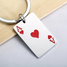(RED) ACE OF HEARTS RED CARD KEYRING KEYCHAIN KEY RINGS CARDS DECK POKER