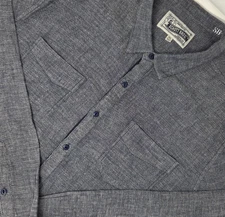 Schott Bros. Button Up Work Shirt Chambray Short Sleeve 100% Cotton Mens XXL 2XL