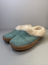 L.L.Bean Wicked Good Squam Lake Slippers Shearling Suede Blue Women  s 7 Medium