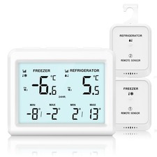 Refrigerator Thermometer with Freezer Alarm - Wireless Fridge Thermometer wit...