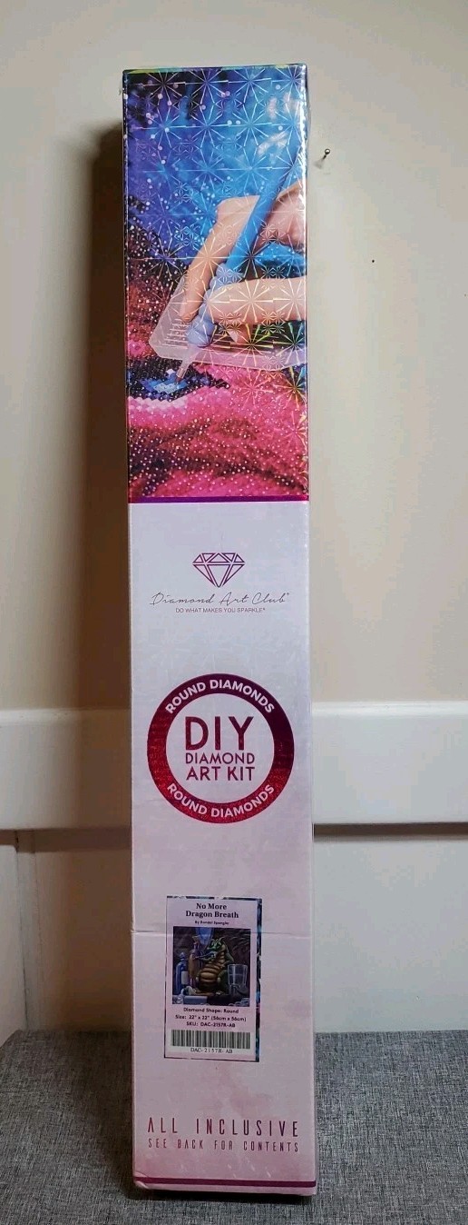 Diamond Art Club "No More Dragon Breath " Randal Spangler Round Kit 22"×22" 