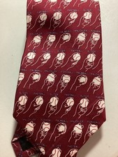 J  Bach Men's Neck Silk Tie  Baseball Pitches Sports Burgundy Made in USA