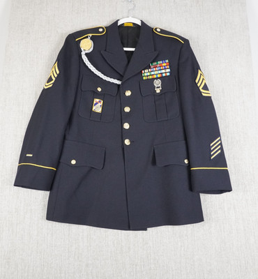 Marlow White Men's Navy Blue Military Uniform Blazer Army Size 41S 450 Polyester