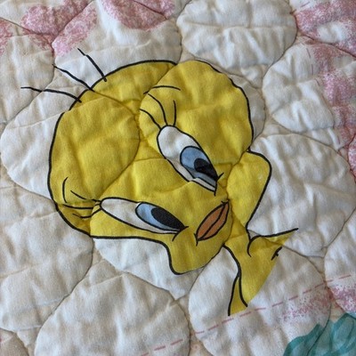 ヴィンテージ トゥイーティー ブランケット HTF Vintage 1997 Looney Tunes Tweety Bird Pink Crib Baby Toddler