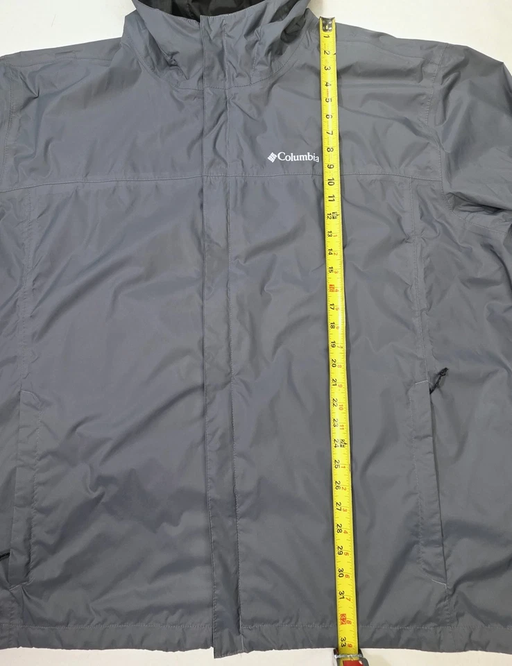 Columbia Rain Jacket Mens 4XT 4XL Tall Gray Waterproof Omni-Tech Packable Hooded - Image 4 of 4