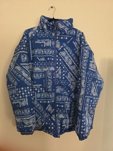VESTE MATELASSÉE RÉVERSIBLE PSYCHO MONKEY BLEU CACHEMIRE TAILLE 2XL RARE STREETWEAR