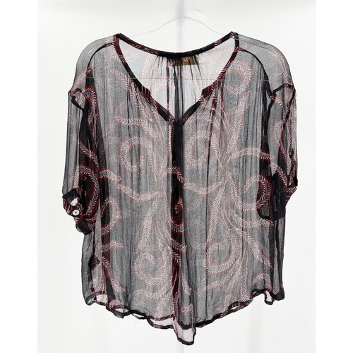 Natalie Martin Silk Rayon Print Relaxed Peasant Blouse Shirt Size Small S