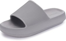 Thick Sole Pillow Slippers for Women Men 9-10 W/7.5-8.5 M Grey