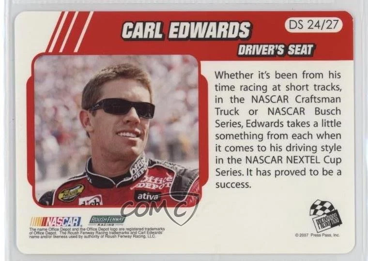 2007 Press Pass Traks Driver's Seat Laps Carl Edwards #DS24 - Image 2 of 2