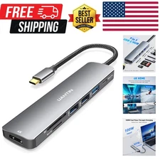 7 in 1 Multiport Adapter with 4K HDMI Dongle, 100W PD, SD/TF Card Reader, 3 U...