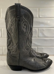 Vtg‎ Tony Lama 8954 Kangaroo Gray Cowboy Boots Pointed Toe Men\'s Size 9.5 EE Tony Lama Kangaroo Vamp USA Made Black & Brown Men main image 3