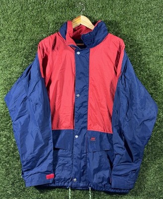 Helly Hansen Vintage Red & Navy Shell Jacket Outdoor Ski Windbreaker Size Large