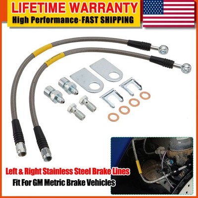 2PCS Stainless Steel Brake Lines for GM Metric Brake Vehicles with 10mm Bolts