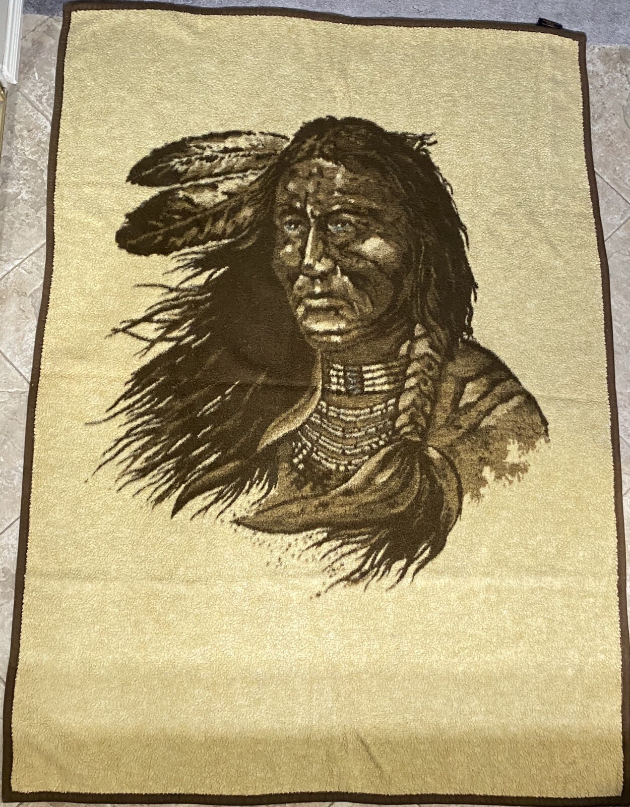 Vintage RARE Native American Indian Cannon Ibena Reversible Twin Throw