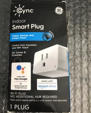 GE CYNC Indoor Smart Plug Bluetooth and Wi-Fi  Outle Socket  Alexa/Google  Asst.