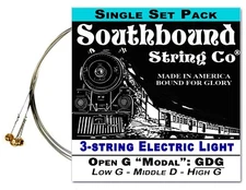 Cigar Box Guitar String Set: Electric Light 3-string Open GDG - Low/Middle/High