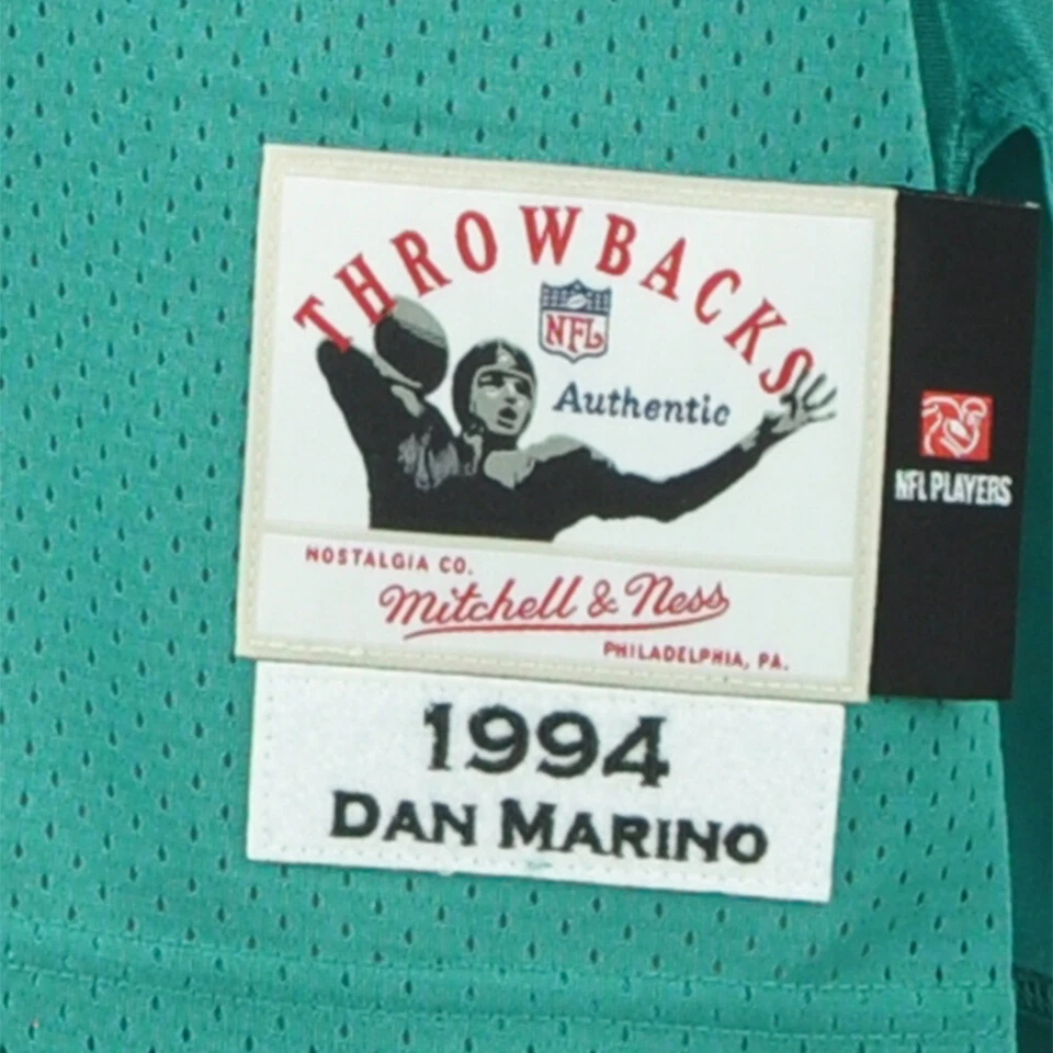 NFL Mitchell & Ness Throwback 迈阿密海豚队 Dan Marino #13 94 Teal 球衣 — 第 3/4 张图片