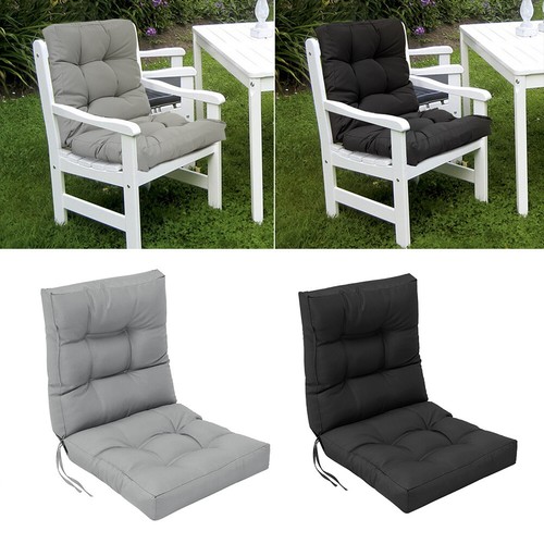 Low Back Garden Chair Cushion Seat Pad Cotton 2 Section for Outdoor