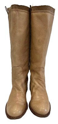 Wunderschöne Damen BRUNELLO CUCINELLI Beige Leder Slipper Stiefel Größe UK 4 EU 37