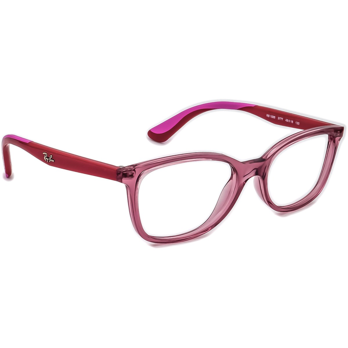 Ray-Ban Small Eyeglasses RB 1586 3777 Clear Pink/Red B-Shape Frame 
