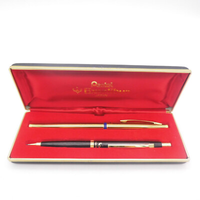 Pentel Excalibur Japan Etui mit Stift und Druckbleistift Schwarz Gold  Vintage