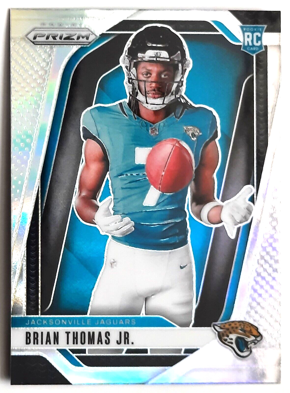 Brian Thomas Jr. 2024 Panini Prizm RC #8 Silver Prizm Photo Variation - Jaguars