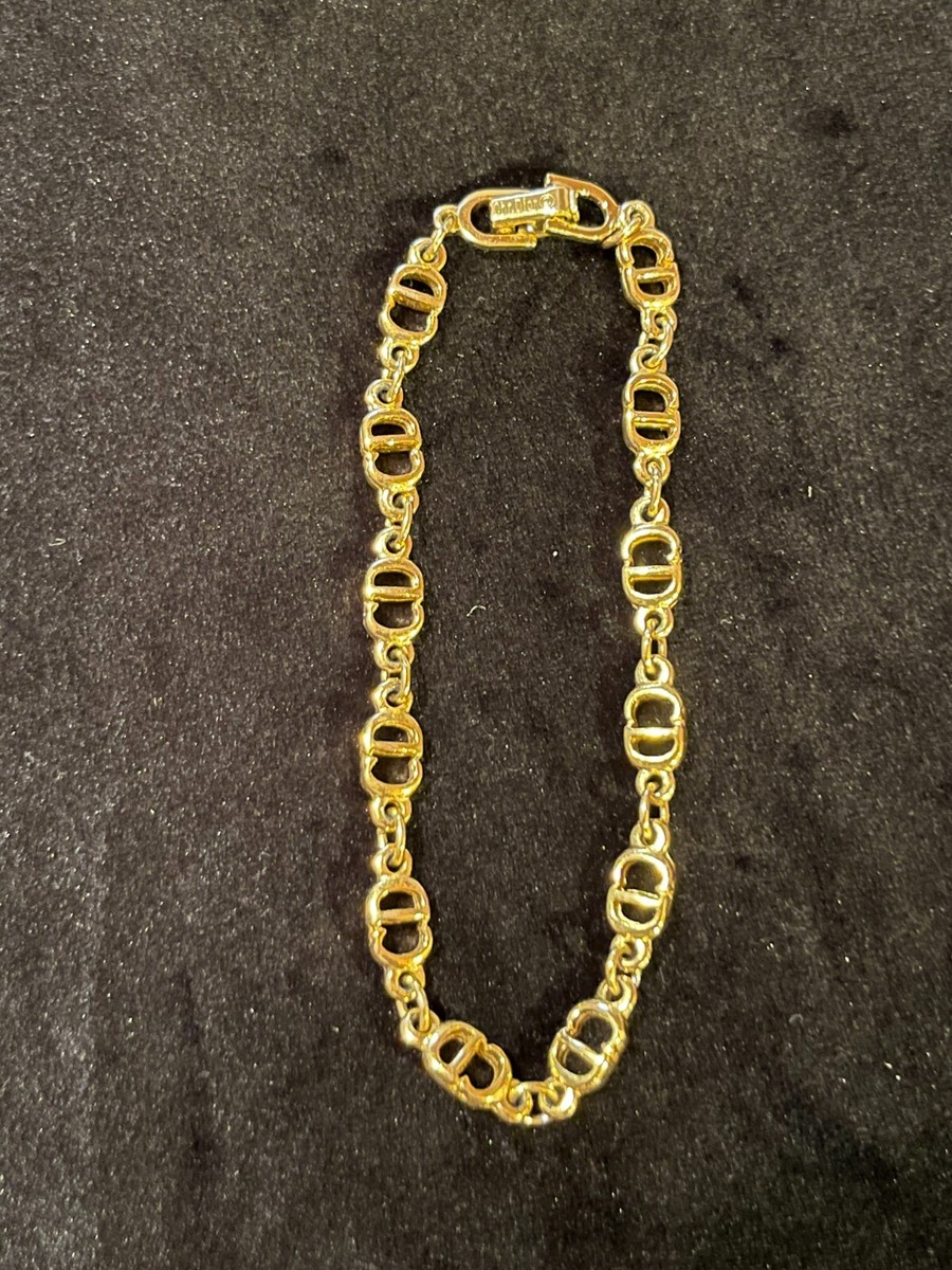 アクセサリー Vintage Christian Dior CD Logo Bracelet Christian Dior Vintage CD Logo Chain Linked Bangle Bracelet