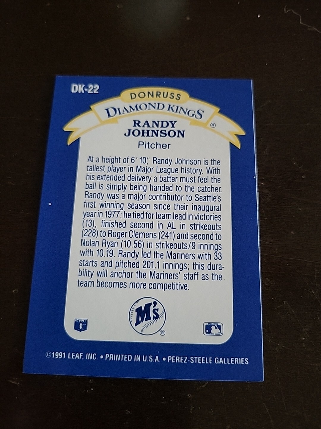 1991 DONRUSS DIAMOND KINGS # DK-22 RANDY JOHNSON BASEBALL CARD | eBay
