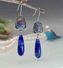 Colorful Boho Style Drop Earrings Teardrop Shape Pendant Bohemian Hook Earrings