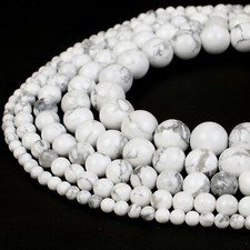 Natural White Howlite Beads Round Jewelry Making 4mm 6mm 8mm 10mm 12mm Strand