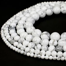Natural White Howlite Beads Round Jewelry Making 4mm 6mm 8mm 10mm 12mm Strand