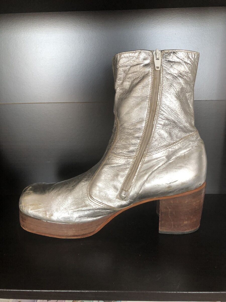 Vintage Antonio Fluxa Silver Leather Platform Disco Boots Vintage Antonio Fluxa Silver Leather Platform Disco Boots