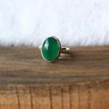 Solid 925 Sterling Silver Natural Green Onyx Ring Gemstone Jewelry For Her R 80