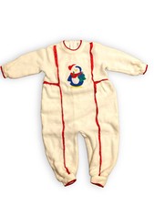 Vintage Baby Christmas Sleeper 12 Months Romper Full Zip Penguin Bubble ALL MINE