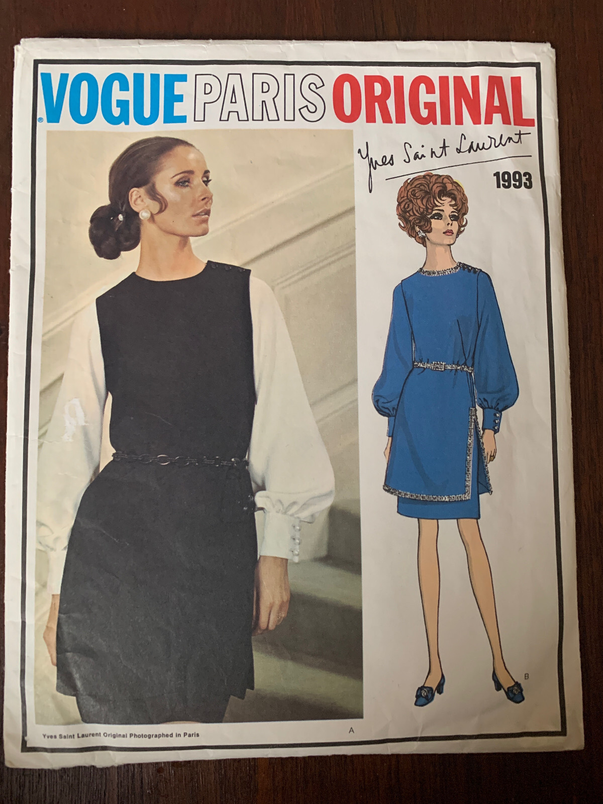 SAINT LAURENT Raro abito YSL Yves St Laurent 1993 Vogue Paris modello originale 12 34B completo